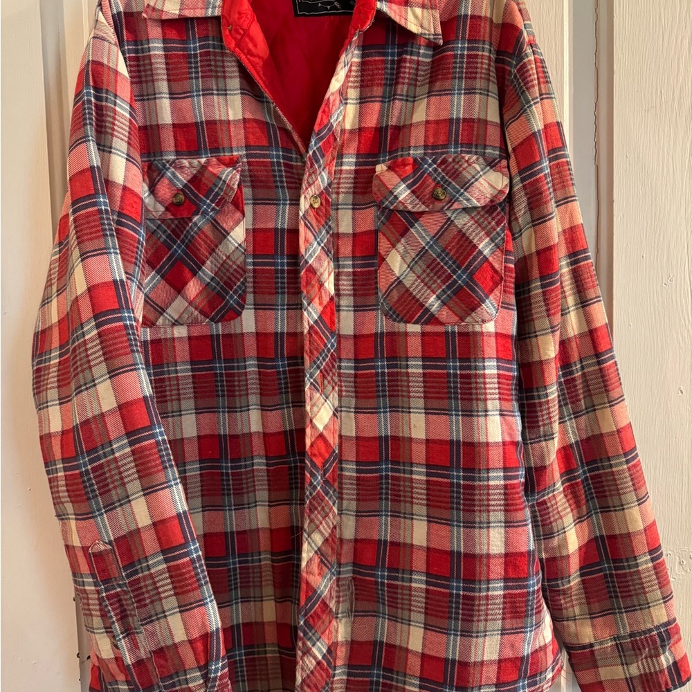 Northwest Territory Plaid Utility Jacket in Red and Cream